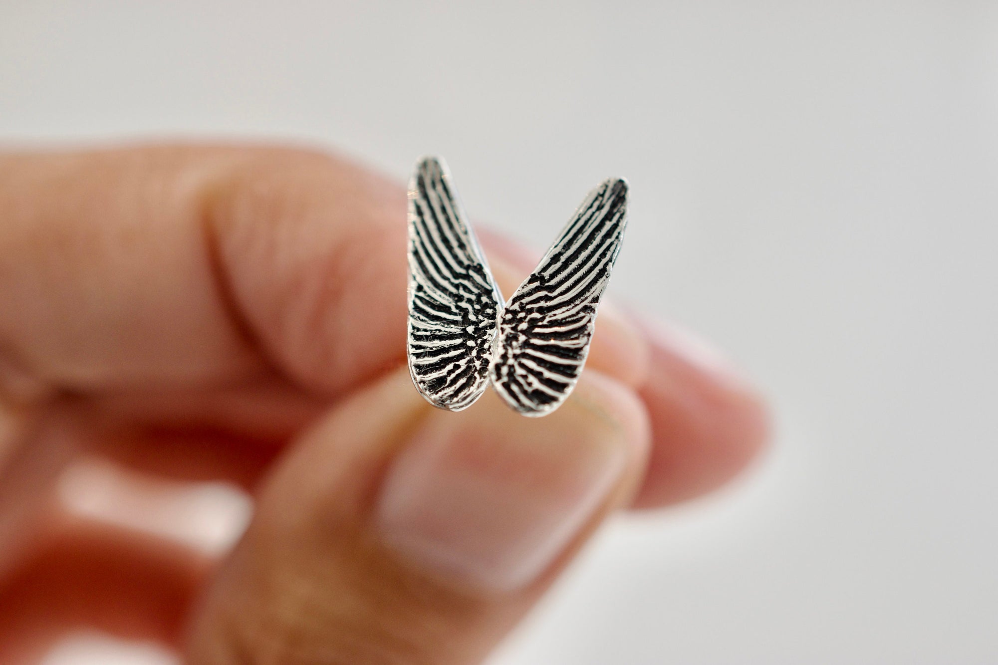 Angel Wing Earrings - Sterling Stud Earrings