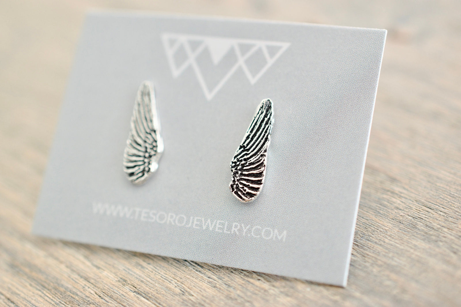 Angel Wing Earrings - Sterling Stud Earrings
