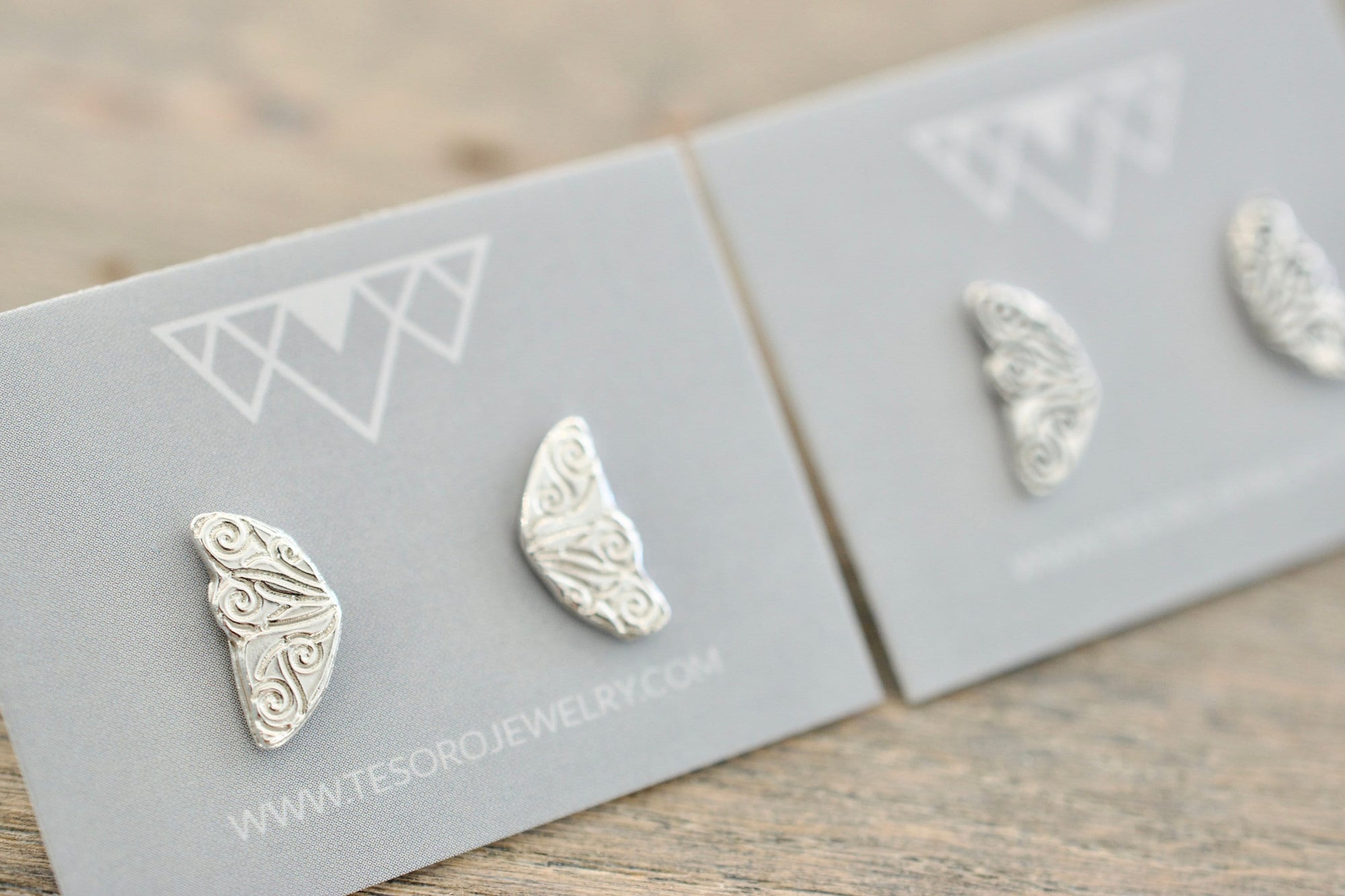 Butterfly Wing Earrings - Sterling Stud Earrings