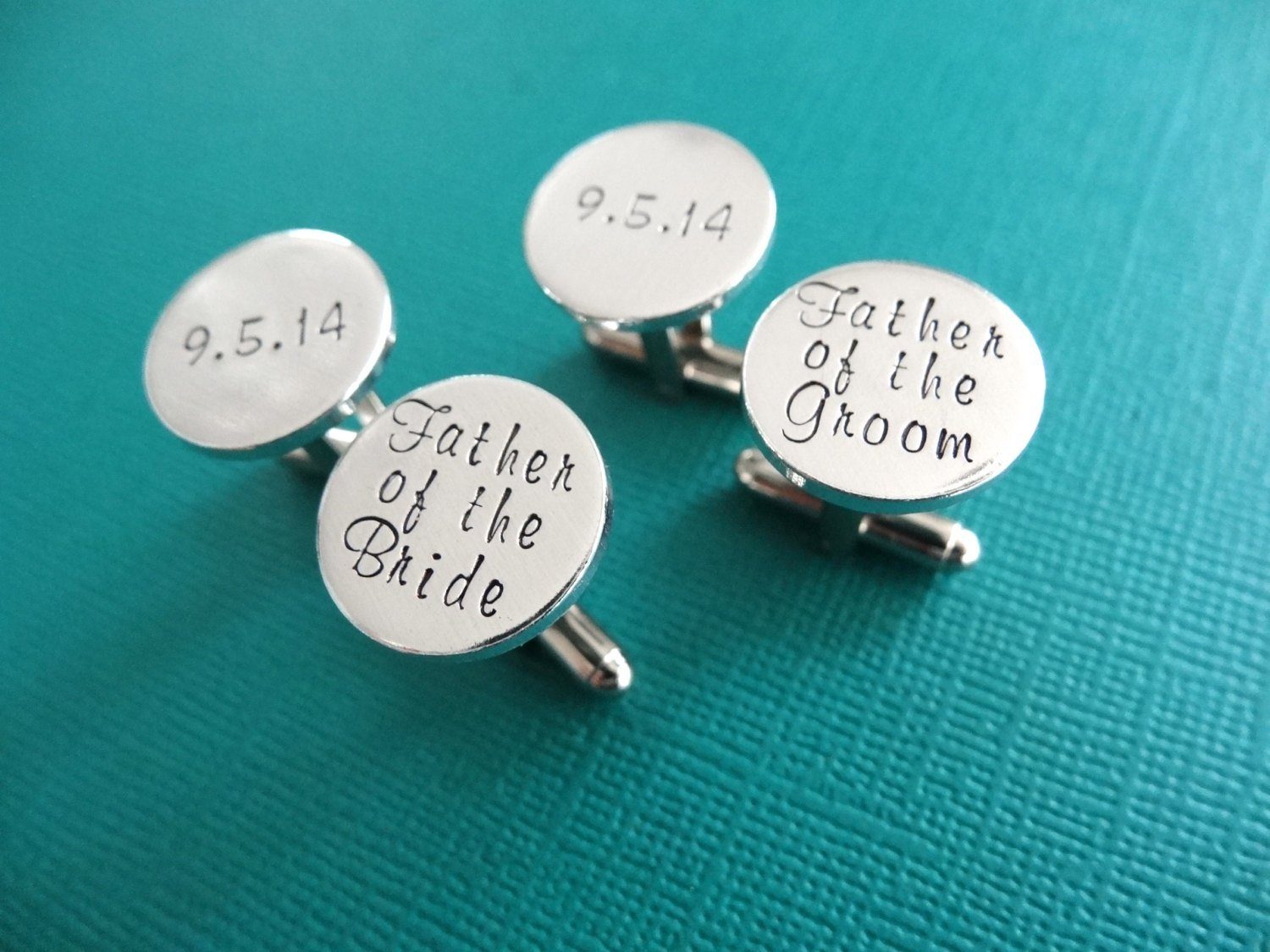 Wedding Cufflinks, Teal Background