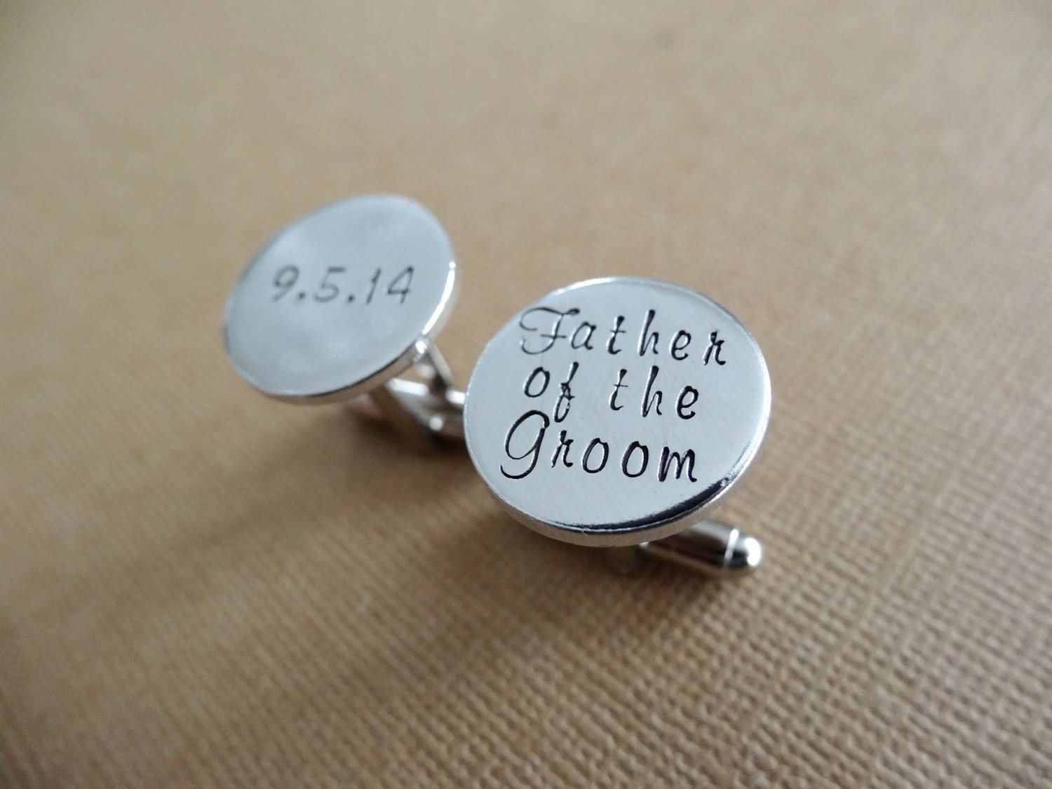 Wedding Cufflinks, Tan Background