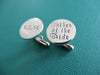 Father of the Bride Cufflinks | Hand Stamped Cuff Links, teal background