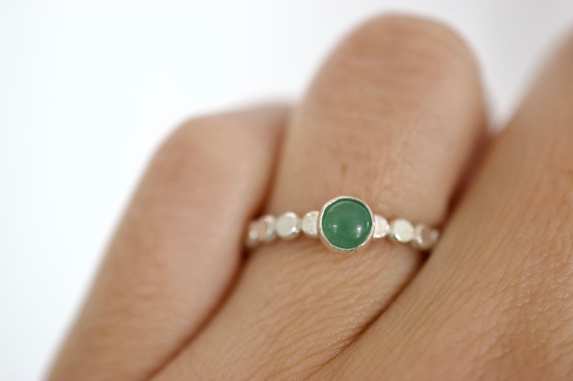 Adventurine Sterling Gemstone Ring - August Birthstone