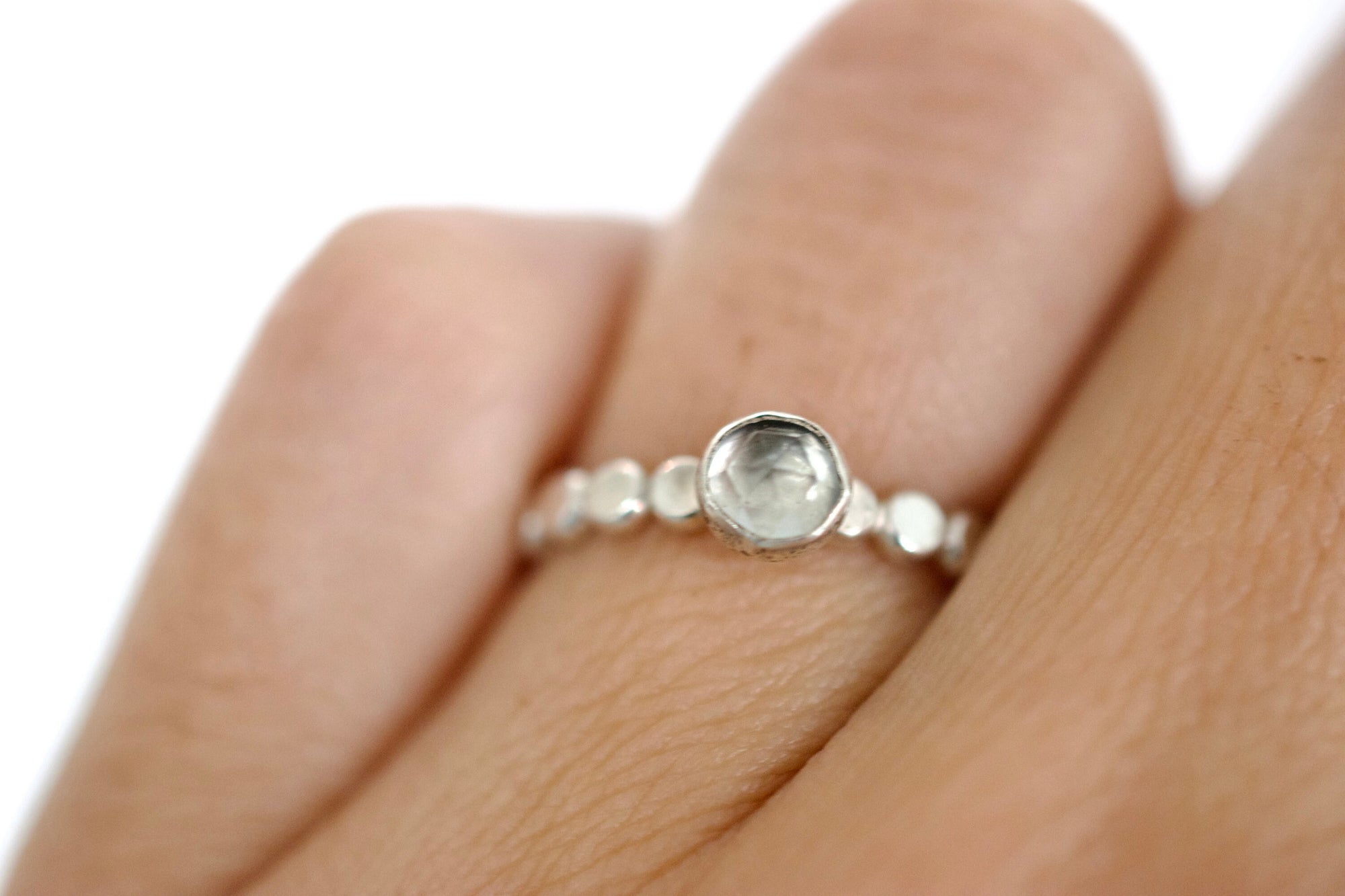 White Topaz Sterling Ring - April Birthstone