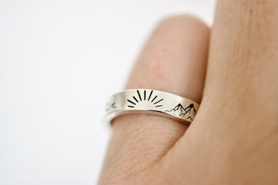 Sea Sun Mountain Ring - Sunrise Sterling Silver Ring