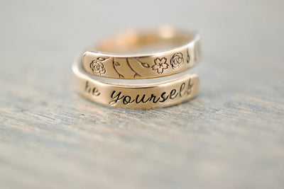 Be Yourself Wrap Ring - Floral Stamp Design