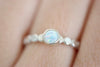 White Opal Sterling Gemstone Ring - October Birthstone