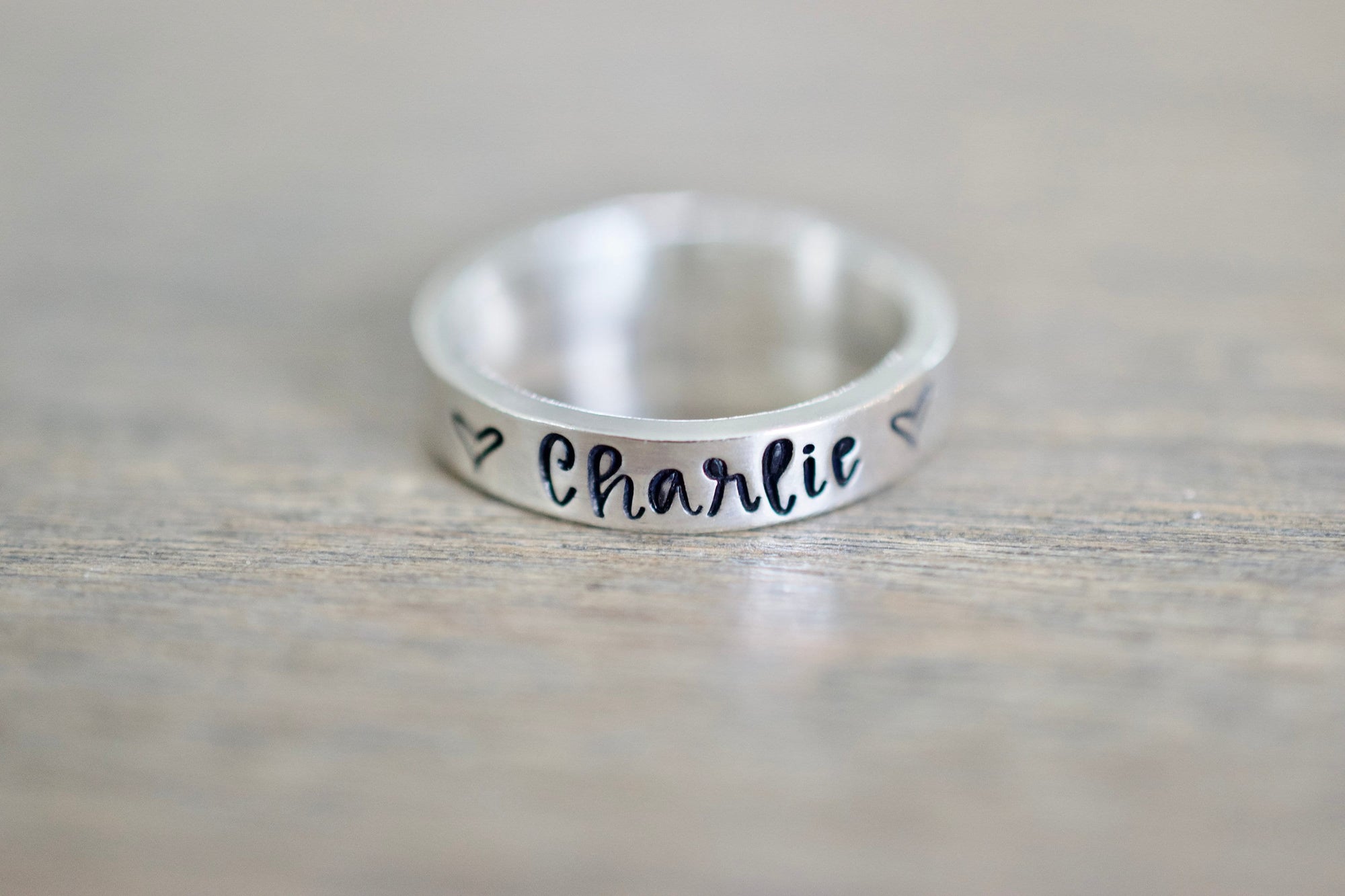 Name and Hearts Ring - Sterling Silver Ring - Gifts for Her