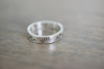 Sea Sun Mountain Ring - Sunrise Sterling Silver Ring