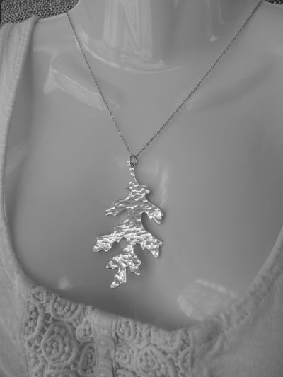 Love Necklace | Stamped Leaf Necklace, Modeled