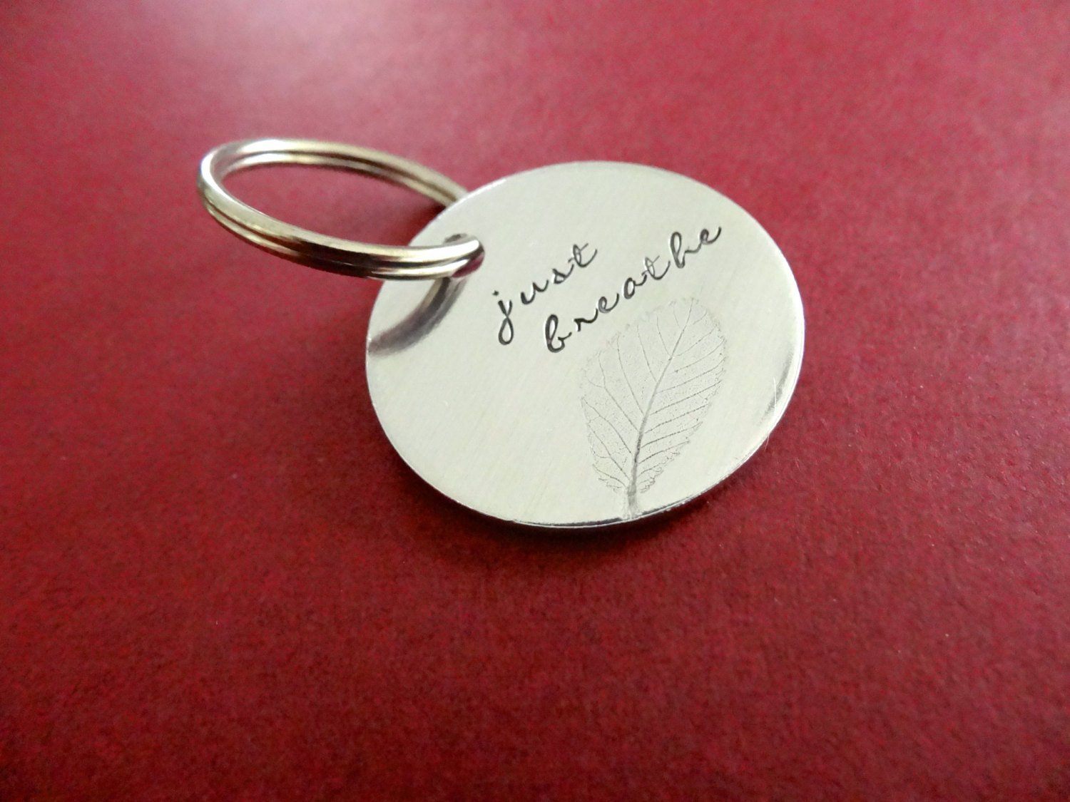 Just Breathe Keychain, view from above 