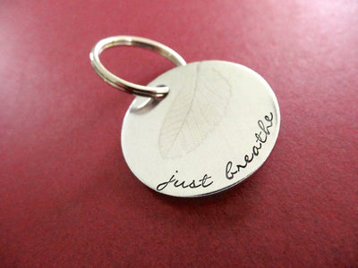 Just Breathe Keychain, view from left