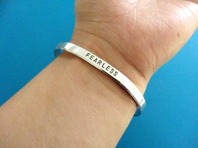 I Love You Bracelet | Hand Stamped Cuff, On Wrist
