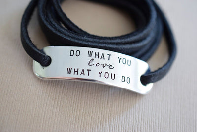 Do What You Love Wrap Bracelet | Stamped Bracelet, Front View