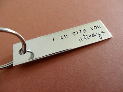 I am with you Always Keychain, close up